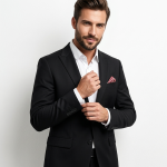 کت شلوار مردانه فندی مشکی یقه کنت  FENDI - تصویر 4