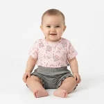 ست بلوز شلوارک  راحتی نوزادی نخی طرح گل ورناس - تصویر 4
